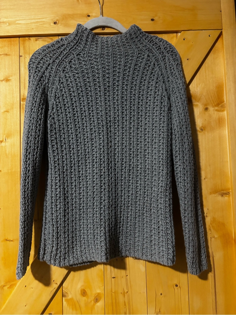 Vintage IZOD Grey Chunky Shaker Knit‎ Mock Neck Sweater - Size S